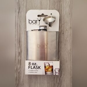 💚5/$25 Bar3 Stainless Steel Flask with Funnel 8oz New In Package